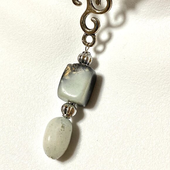 2/$20 Natural Black Blue Calcite Necklace, Genuine Gemstone Lariat Cord Necklace - Picture 3 of 12